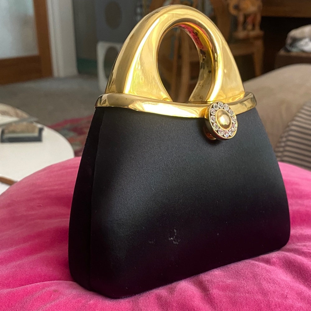 Vintage Black and Gold Women's Handbag